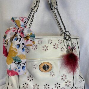 Coach Poppy Eyelet Tote with Scarf and Charm